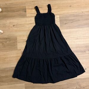100% Cotton | GAP | Black Sleeveless Smocked Midi Dress | Size S